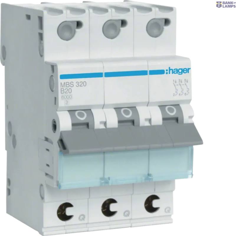 Hager MBS320 — automātslēdzis 3P, 6