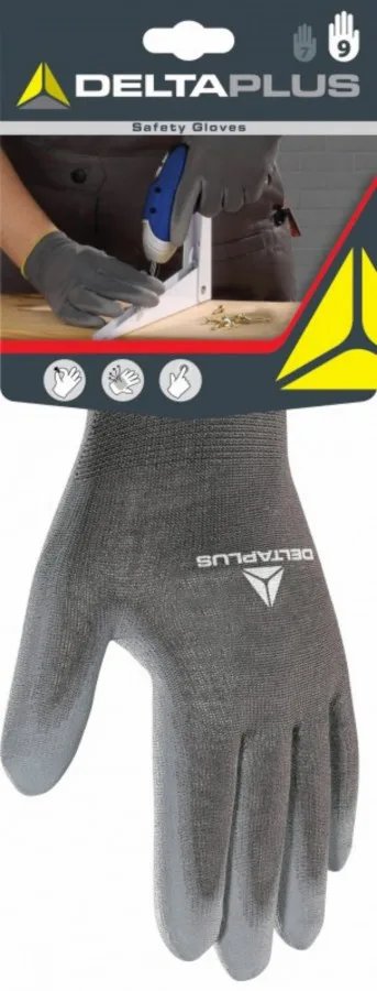 Cimdi, adīti, poliestera PU plaukstas pārklājums