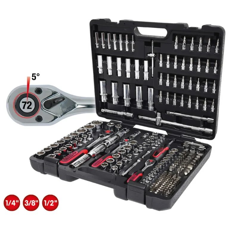 Instrumentu komplekts CHROMEplus 1/4+3/8+1/2`` 195 gab