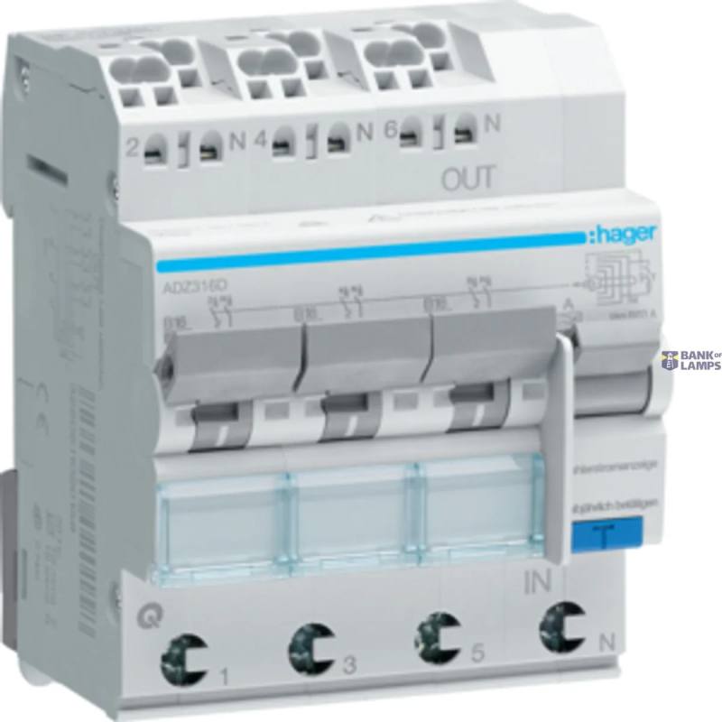 Hager ADZ316D — Residual Current automātslēdzis